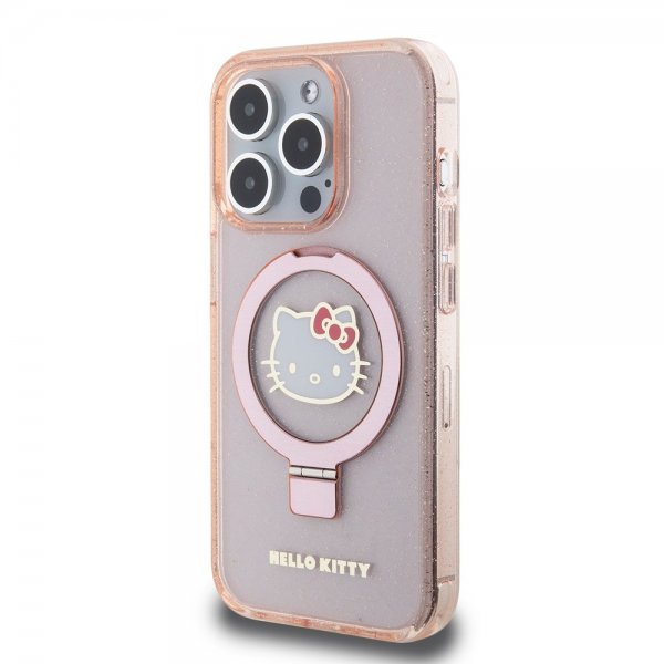 Hello Kitty iPhone 15 Pro Max Cover Ring Stand MagSafe Rosa