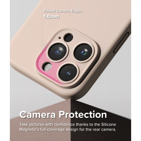 Ringke iPhone 15 Pro Max Cover Silikone Magnetic Pink Sand