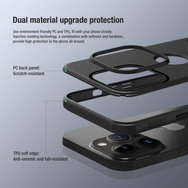 Nillkin iPhone 15 Pro Max Cover Super Frosted Shield Pro Logo Hole Blå
