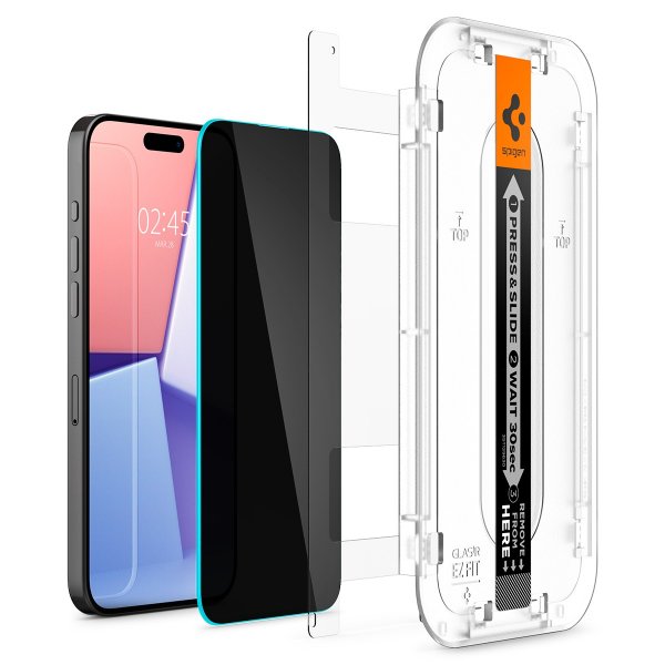 Spigen iPhone 15 Pro Max Skærmbeskyttelse GLAS.tR EZ Fit Privacy 2-pak