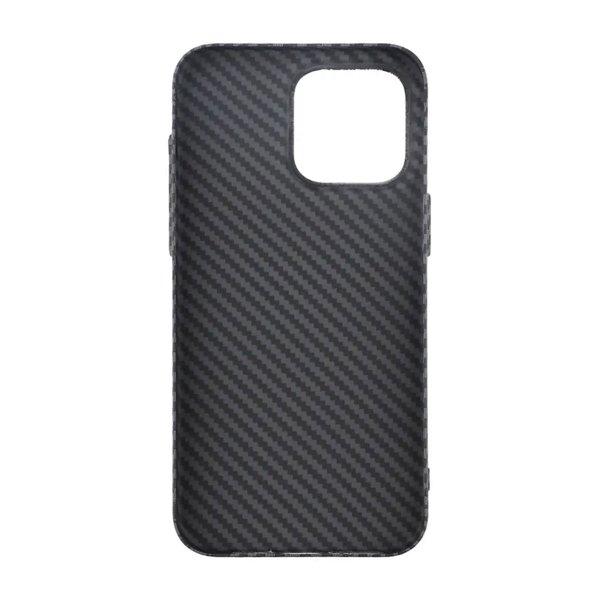 iPhone 15 Pro Cover Kulfiber Mønster Sort