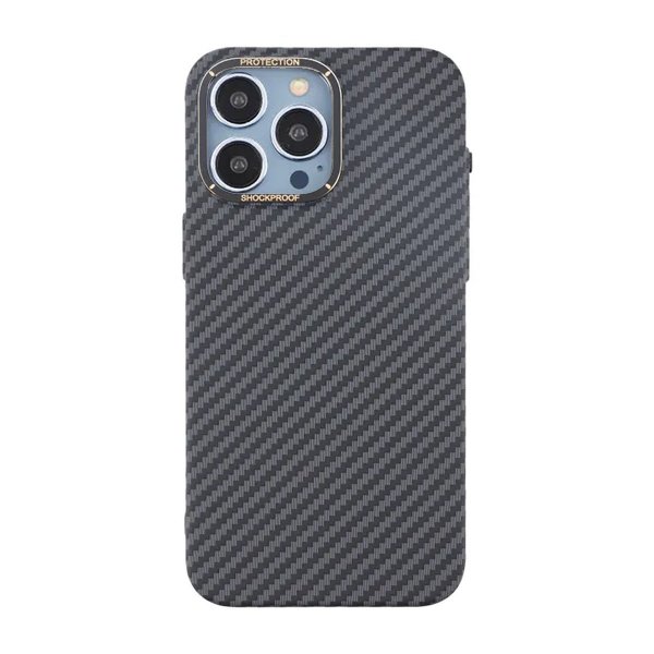 iPhone 15 Pro Cover Kulfiber Mønster Sort