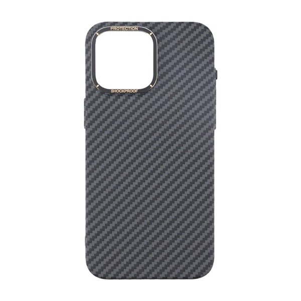 iPhone 15 Pro Cover Kulfiber Mønster Sort