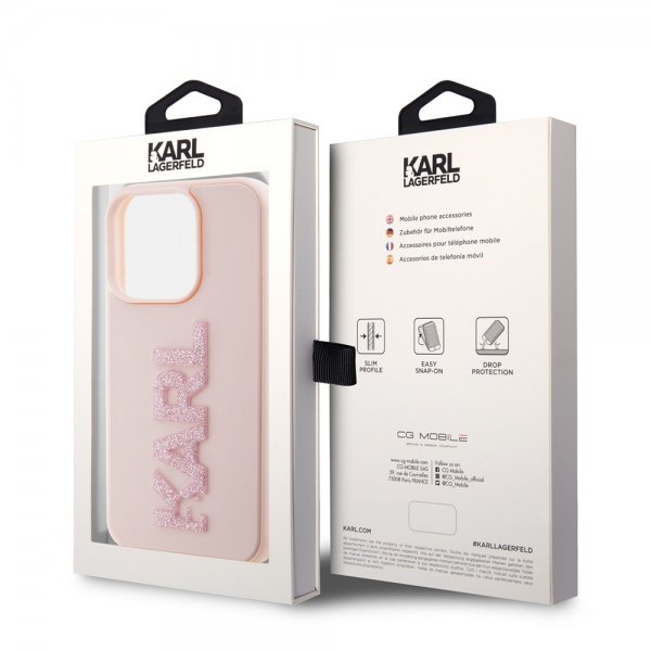 Karl Lagerfeld iPhone 15 Pro Cover 3D Rubber Karl Pink