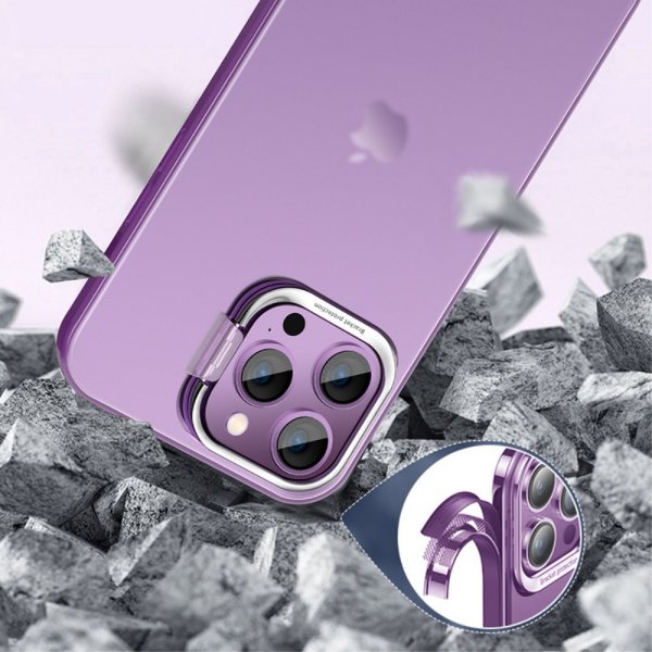 X-Level iPhone 15 Pro Cover Kameraram Kickstand Lilla