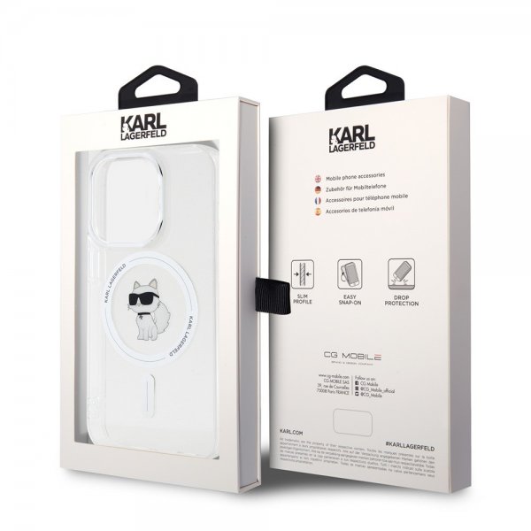 Karl Lagerfeld iPhone 15 Pro Cover Choupette MagSafe Transparent