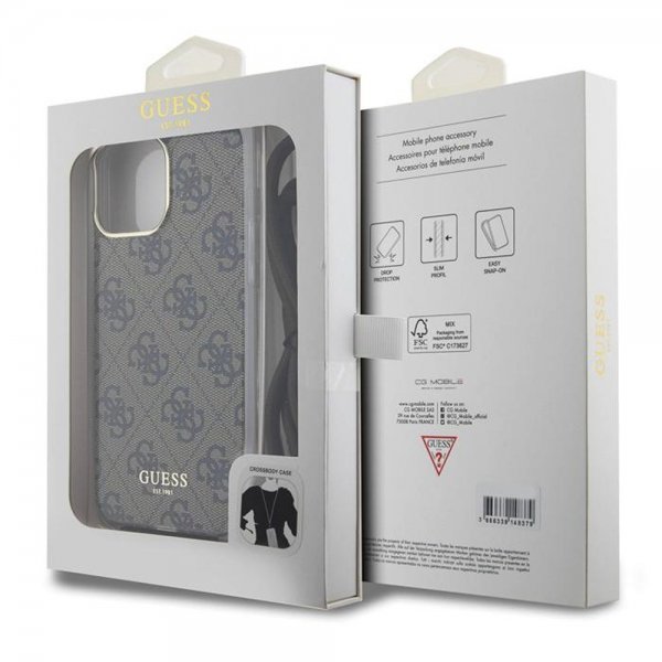 Guess iPhone 15 Pro Cover Crossbody Cord Brun