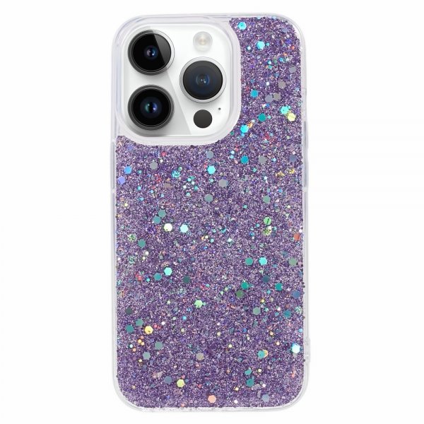 iPhone 15 Pro Cover Glitterpaljetter Lilla