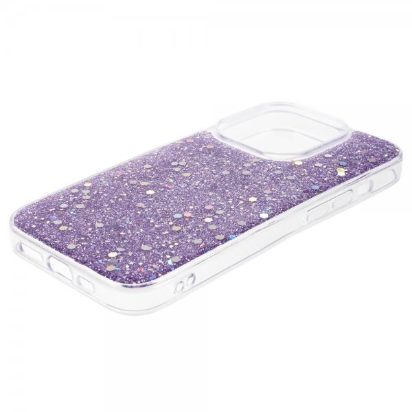 iPhone 15 Pro Cover Glitterpaljetter Lilla