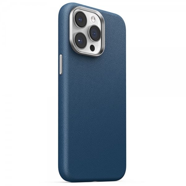 Joyroom iPhone 15 Pro Cover Litchi Pattern Series MagSafe Blå