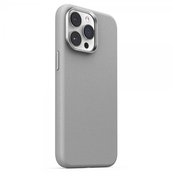 Joyroom iPhone 15 Pro Cover Litchi Pattern Series MagSafe Grå