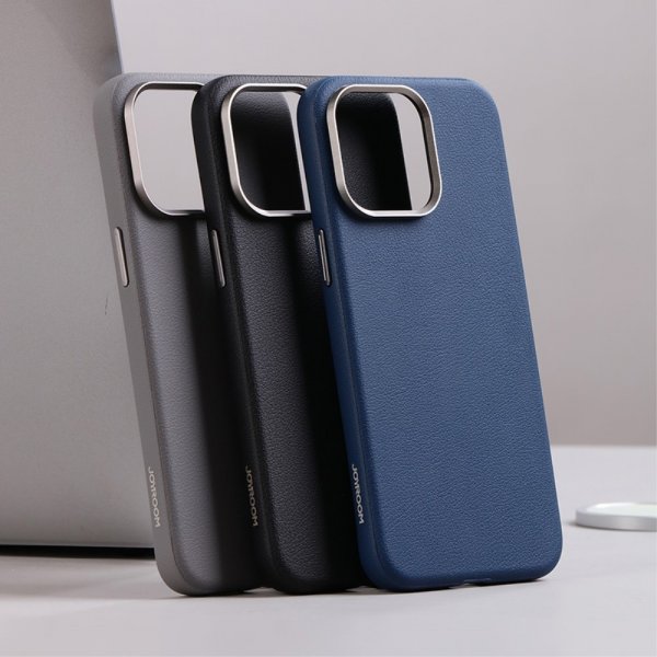 Joyroom iPhone 15 Pro Cover Litchi Pattern Series MagSafe Grå