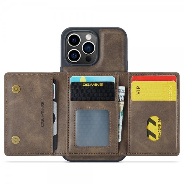 Dg.Ming iPhone 15 Pro Cover M5 Series Aftagelig Kortholder Kaffe