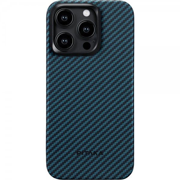 Pitaka iPhone 15 Pro Cover MagEZ Case 4 Sort/Blå Twill