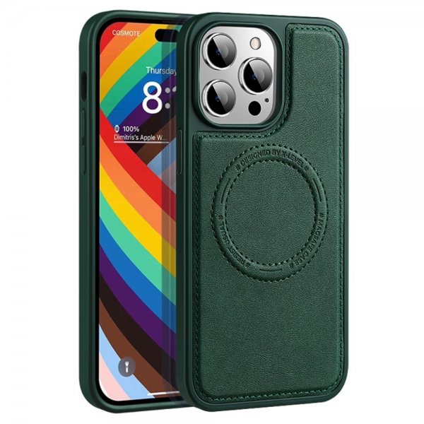 X-Level iPhone 15 Pro Cover MagSafe Denim Jacket Grøn