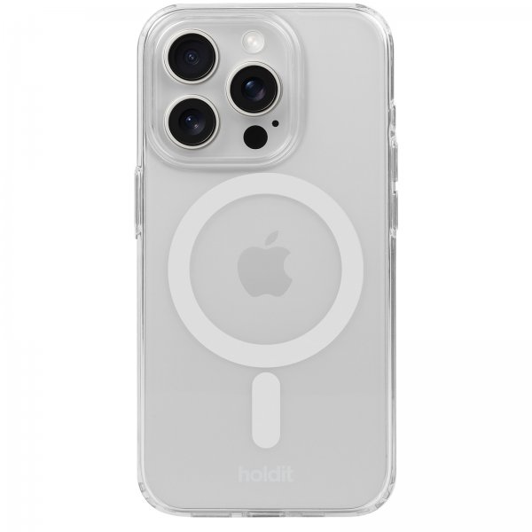 Holdit iPhone 15 Pro Cover MagSafe Case Hvid Gennemsigtig
