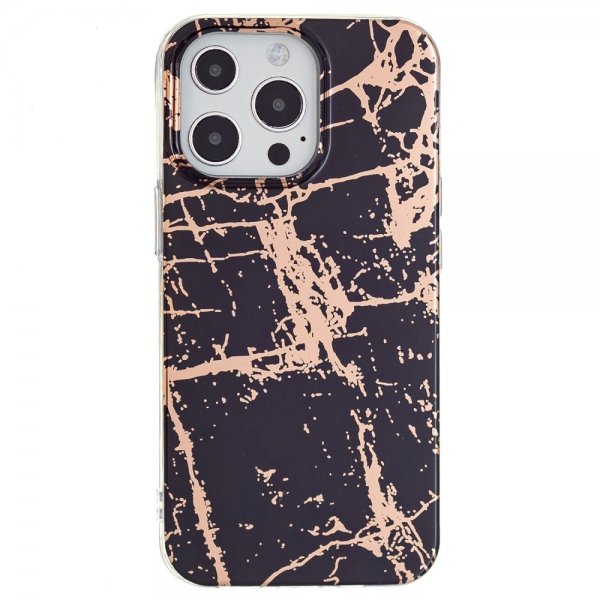 iPhone 15 Pro Cover Marmormønster Sort