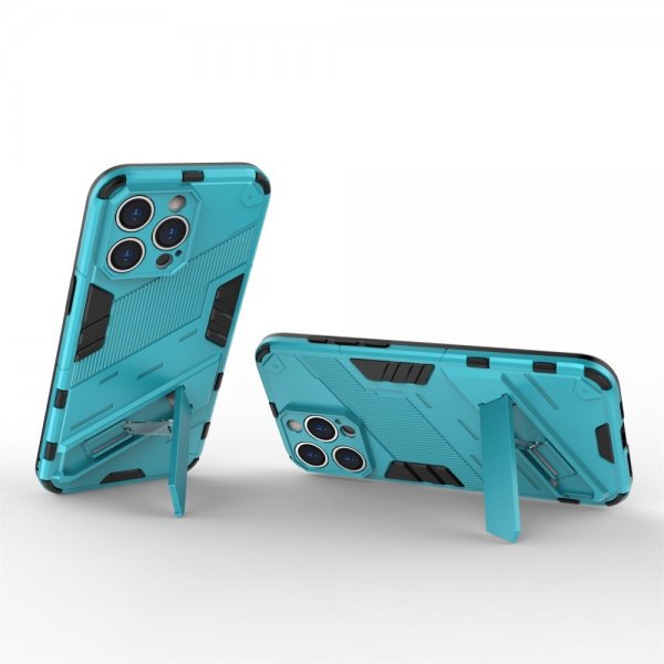iPhone 15 Pro Cover med Stativ Lyseblå