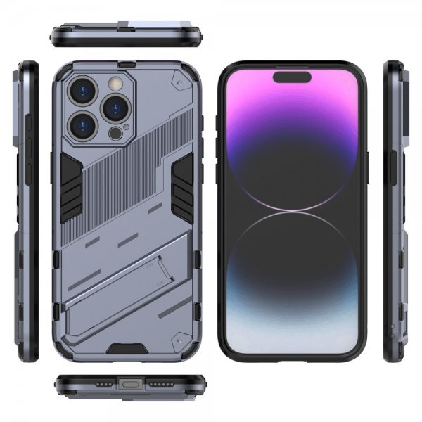iPhone 15 Pro Cover med Stativ Mørkeblå