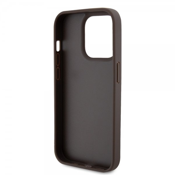 Guess iPhone 15 Pro Cover Metal Logo Rhinsten Crossbody Rem Brun