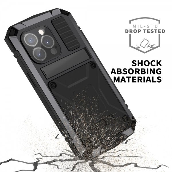 R-JUST iPhone 15 Pro Cover Metal Stødsikkert Sort
