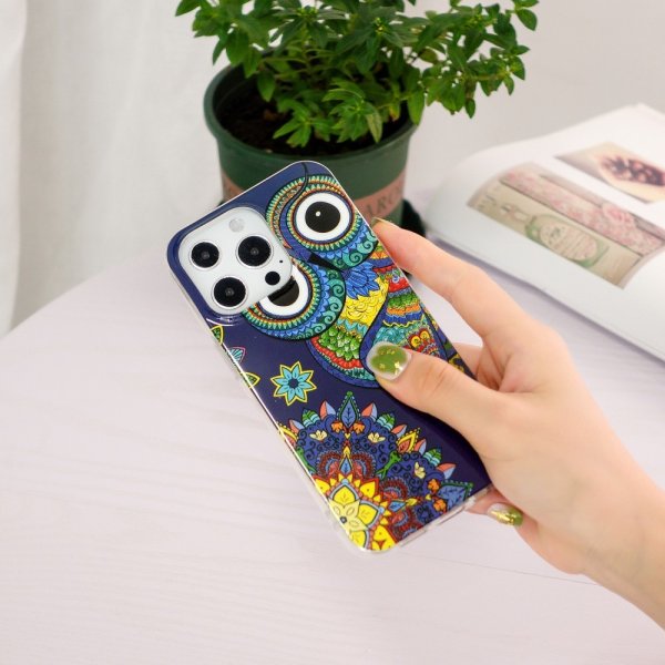 iPhone 15 Pro Cover Motiv Blå Ugle