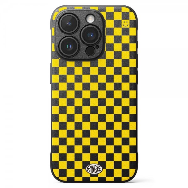 Ringke iPhone 15 Pro Cover Onyx Design Checkerboard Yellow