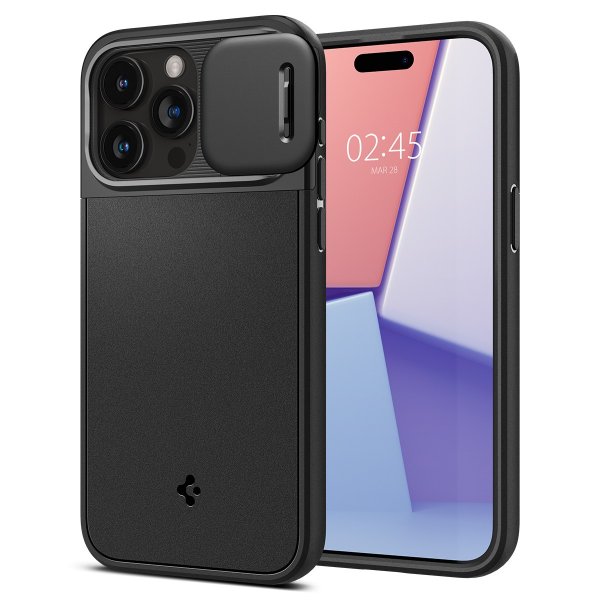 Spigen iPhone 15 Pro Cover Optik Armor MagFit Sort