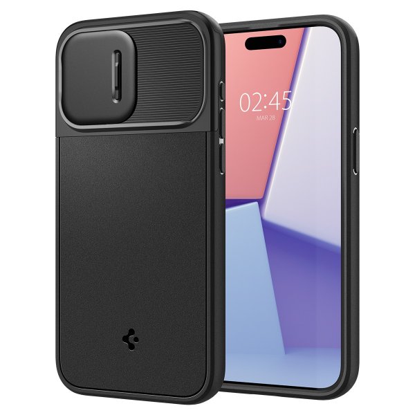Spigen iPhone 15 Pro Cover Optik Armor MagFit Sort
