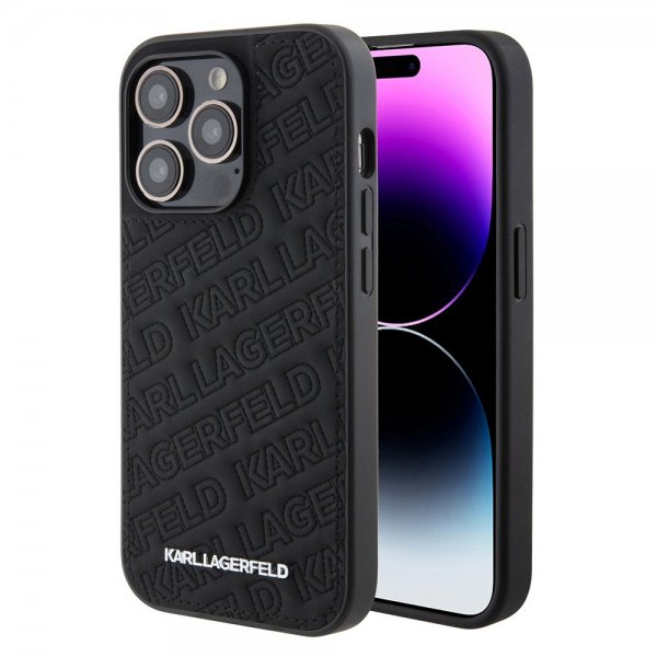 Karl Lagerfeld iPhone 15 Pro Cover Quilted K Pattern Sort