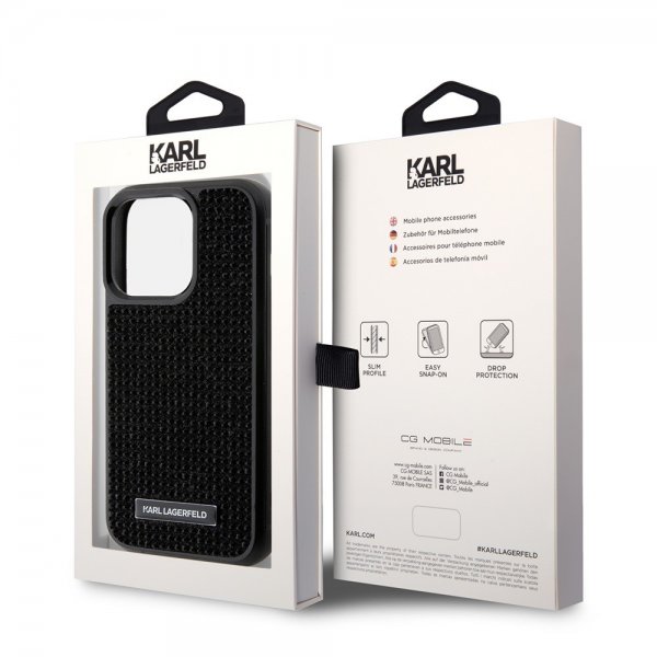 Karl Lagerfeld iPhone 15 Pro Cover Rhinestone Sort