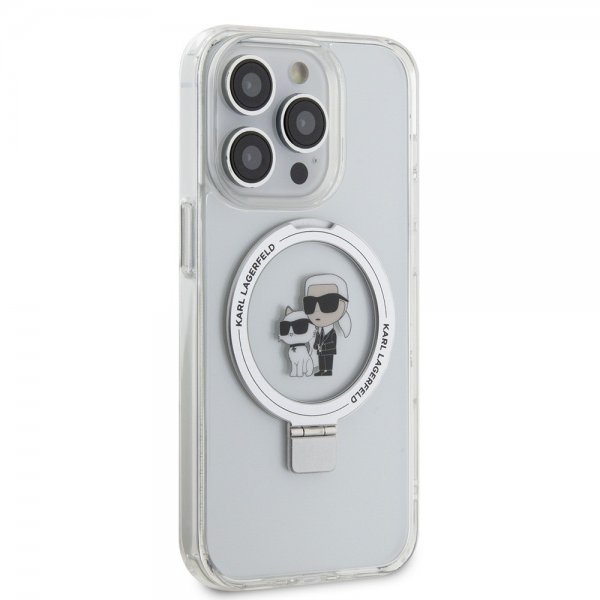Karl Lagerfeld iPhone 15 Pro Cover Ring Stand MagSafe Hvid