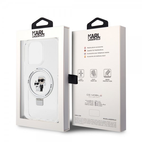 Karl Lagerfeld iPhone 15 Pro Cover Ring Stand MagSafe Hvid