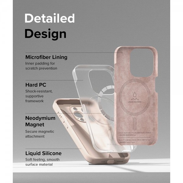 Ringke iPhone 15 Pro Cover Silikone Magnetic Pink Sand