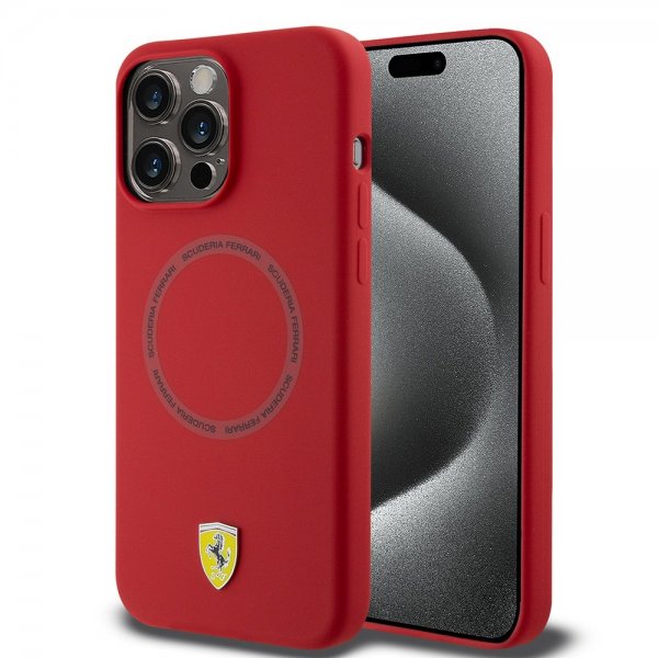 Ferrari iPhone 15 Pro Cover Silikone MagSafe Rød