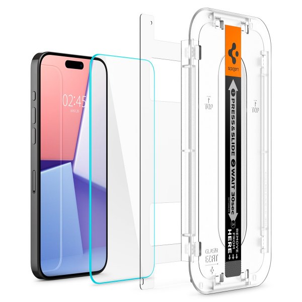 Spigen iPhone 15 Pro Skærmbeskyttelse GLAS.tR EZ Fit 2-pak