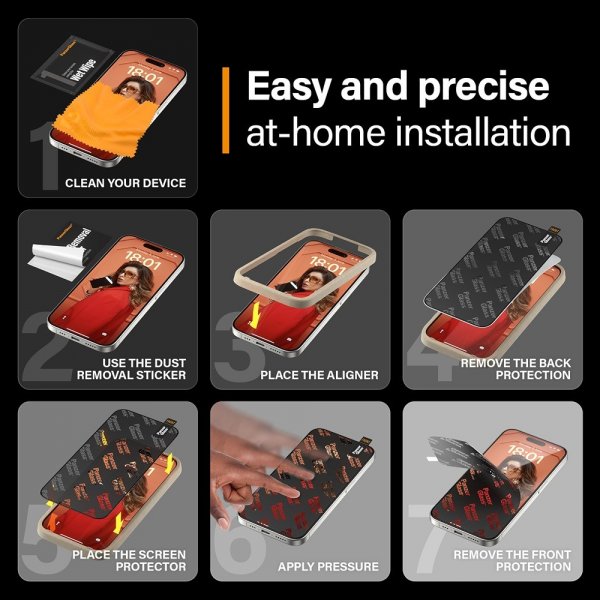 PanzerGlass iPhone 15 Pro Skærmbeskyttelse Ultra-Wide Fit Privacy EasyAligner