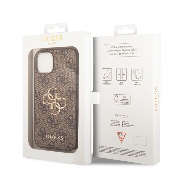 Guess iPhone 15 Cover 4G Logo Brun