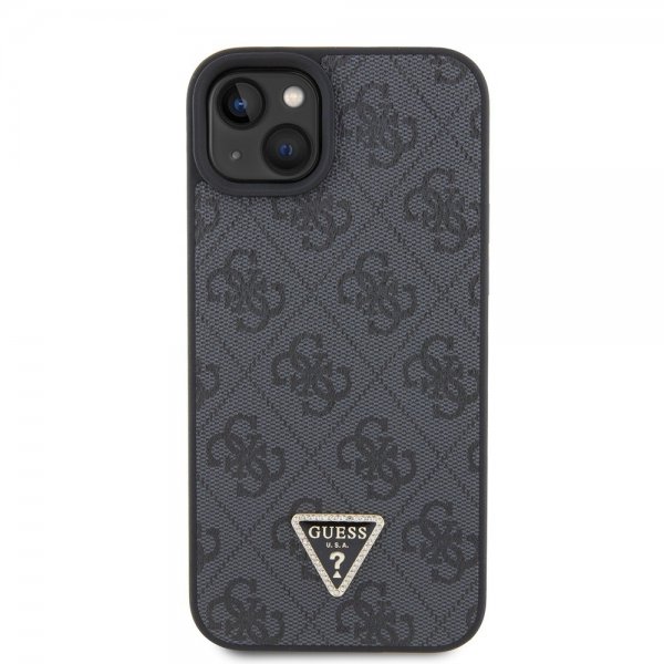 Guess iPhone 15 Cover 4G Metal Triangle Strass Sort