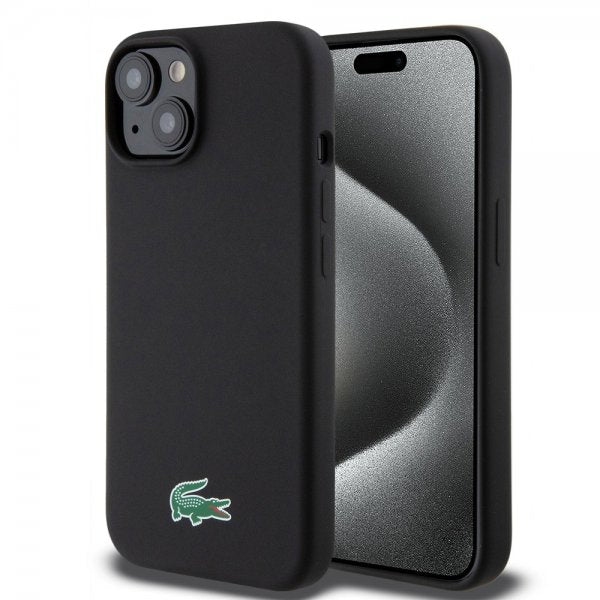 Lacoste iPhone 15 Cover Croc Logo MagSafe Sort