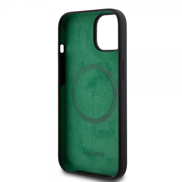 Lacoste iPhone 15 Plus Cover Croc Logo MagSafe Sort