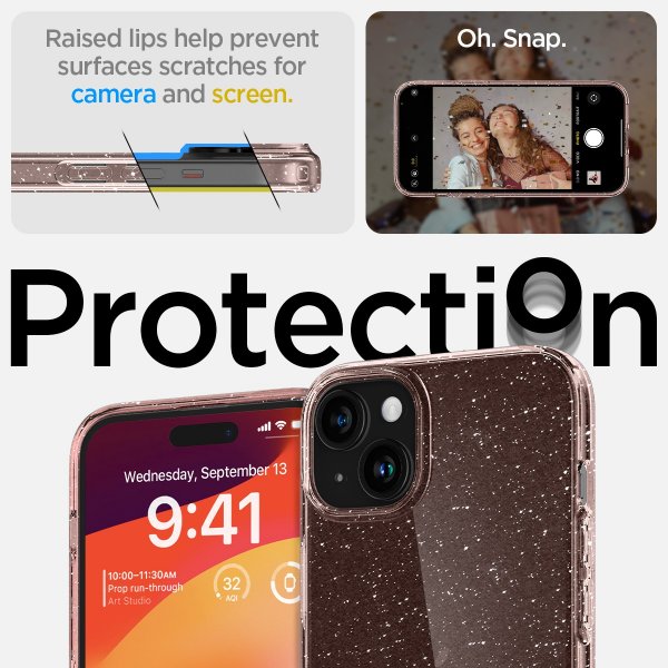 Spigen iPhone 15 Cover Liquid Crystal Glitter Rose Quartz