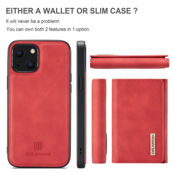 Dg.Ming iPhone 15 Cover M1 Series Aftagelig Kortholder Rød