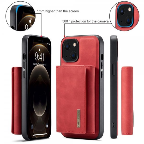 Dg.Ming iPhone 15 Cover M1 Series Aftagelig Kortholder Rød
