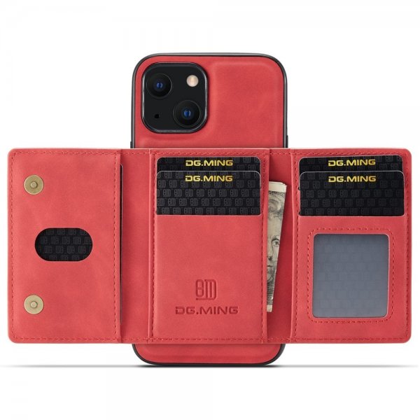Dg.Ming iPhone 15 Cover M2 Series Aftagelig Kortholder Rød