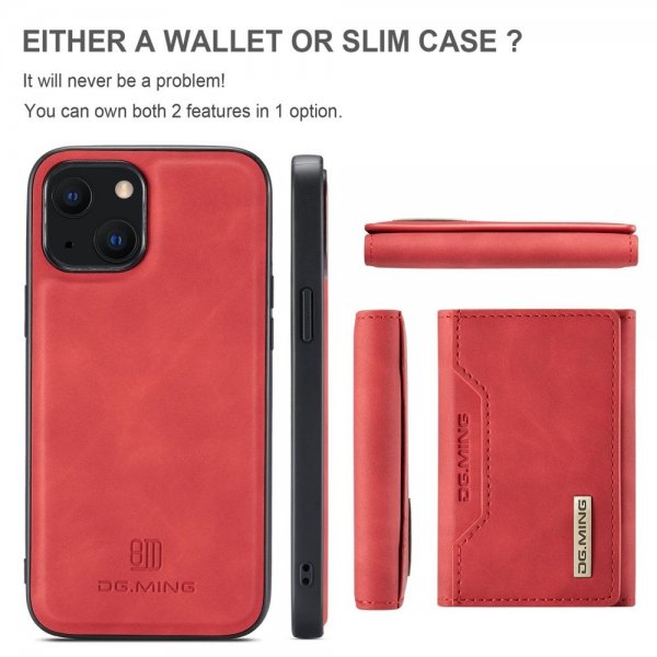 Dg.Ming iPhone 15 Cover M2 Series Aftagelig Kortholder Rød