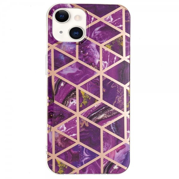 iPhone 15 Cover Marmormønster Lilla