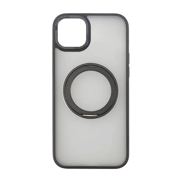 Rvelon iPhone 15 Cover Roterbart MagSafe Stativ Mat Sort