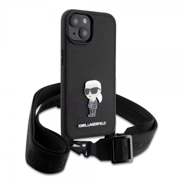 Karl Lagerfeld iPhone 15 Cover Saffiano Crossbody Sort