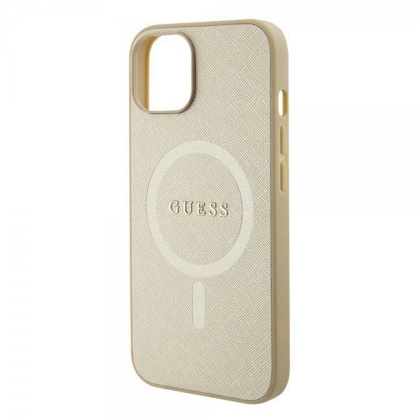 Guess iPhone 15 Cover Saffiano MagSafe Beige